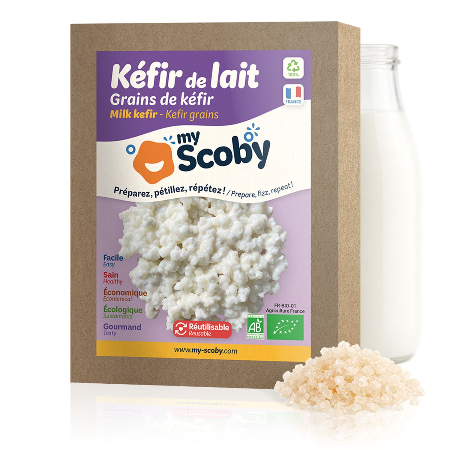 Grains de kéfir de lait BIO