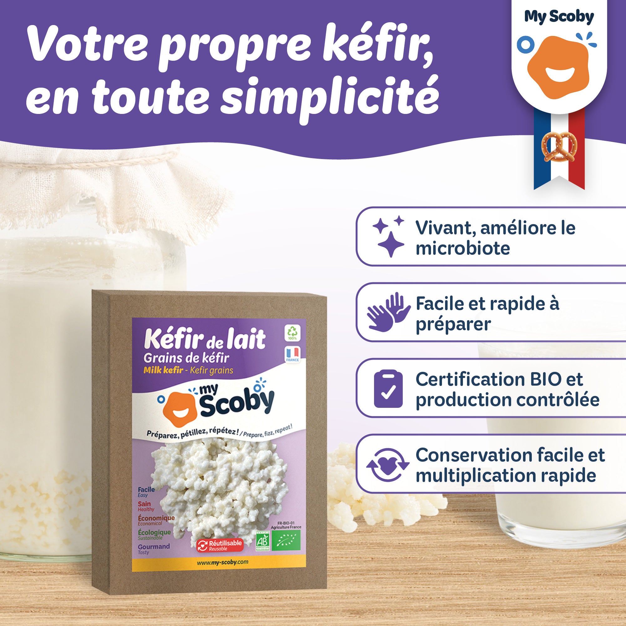 Grains de kéfir de lait BIO